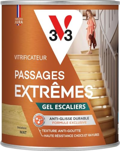 V33 Vitrificateur parquets passages extrêmes Gel escaliers, Incolore Mat, 0,75L