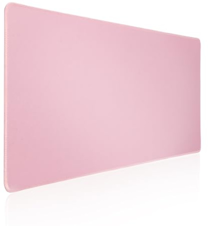 Jahosin Stor spelmusmatta med sydda kanter, [70 x 30 cm] utökad musmatta med halkfri naturlig gummibas för spelare/skrivbord/kontor/hem (70 x 30 rosa)