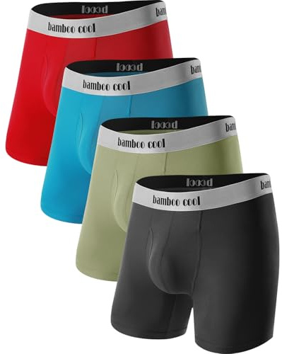 BAMBOO COOL Men's Ultra Breathable Underwear,No Riding Up Boxer Briefs with ComfortFlexible Waistband,Multipack