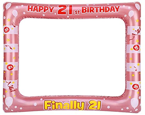 21st Birthday Photo Booth Props,Rose Gold Inflatable Selfie Frame Picture Frame,Giant Inflatable Party Photo Booth Frame 21st Birthday Decorations for Girls Party Decor Supplies Womens Favor Gift