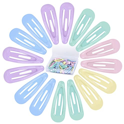 Vesaneae Pinces à Cheveux Fille Couleur, 50 Pièces BB Barrette Bébé Fille 3cm, Snap Barettes Mini Épingles à Cheveux pour Femmes, Pinces à Cheveux en Métal pour Enfants, Femmes Accessoires