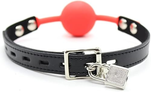 Silicone Gag Bondage con Serratura - Palla Bocca Sicura per Adulti, Materiale Morbido e Lavabile (Rosso)