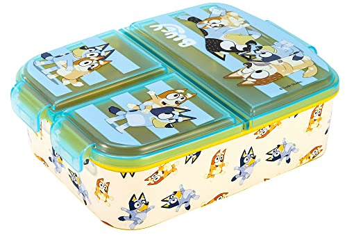 Bluey Kids Lunch Box with Compartment - BPA-Free Children's Bento Boxes | Rectangular School & Travel Food & Snacks Box, Officially Licensed Cute Plastic Sandwich Container for Boys & Girls