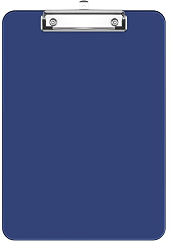 Hnogri Plastklämbräda, standard A4-bokstavsstorlek, klämbrädor för studenter, kontor och kvinnor, mellanfack med pennhållare och låg profilklämma, storlek 30 x 22 cm, (blå)