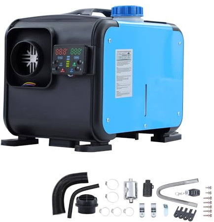 KATSU Air Diesel Heater 12V 24V 220V 5KW All-in-One Car Truck Diesel Parking Heater, Sigle Hole Air Outlet, with LCD Display and Remote Control, Fast Heating, for RV, Boat, Campervans, Caravans