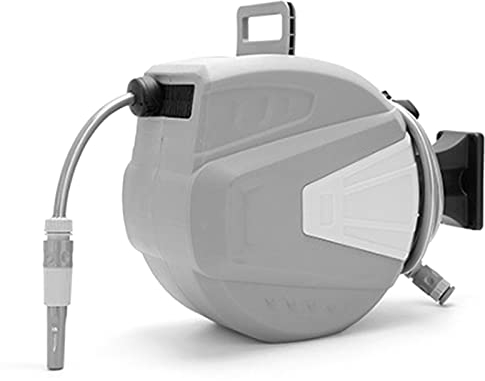 THREMA Schwenkbare Schlauchbox, 30 m Wandschlauchtrommel mit 4-in-1-Sprühdüse, Schlauchverriegelungsmechanismus und automatischem Rückspuldesign, für Autowäsche, Garten im Freien