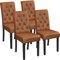 Yaheetech Modern Dining Chairs Set of 4 Kitchen Chairs Faux Leather with Solid Wood Legs Button Tufted Backrest for Dining Room and Home, Retro Brown