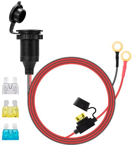 GUNGY Presa Accendisigari con Cavo Prolunga 1M 14AWG Presa Accendisigari Auto 12V/24V DC Impermeabile Installabile con 20A Fusibile per Auto Barca Moto
