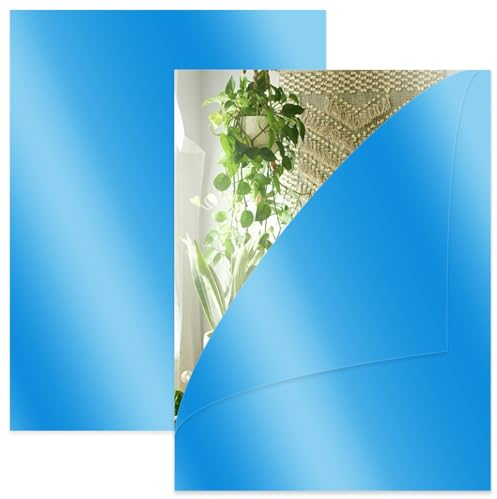 QianFenShi 2 Pezzi Specchio Adesivo da Parete 2mm,Specchi Adesivi da Parete,Pellicola Specchio Adesiva,Specchio da Parete Adesivo,Pellicola Adesiva Specchio,per Bagno,Soggiorno,Camera,20 * 30 * 0.2cm