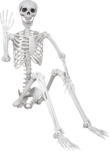 Scheletro a grandezza naturale per Halloween, 180 cm con articolazioni mobili, per decorazioni spaventose per feste di Halloween (1Pc)