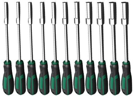 tianwandong 1pc Socket Screwdriver 5-14mm Metal Hex Nut Key Socket Driver Wrench Screwdriver Anti-Slip Hand Repair Tools 150mm(8mm)