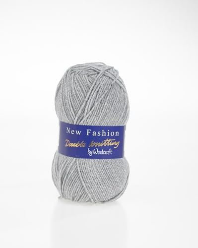 WoolCraft Fashion Double Knit (Dk) Knitting & Crochet Yarn, 75 Colours in The Range, 100% Acrylic, 300 Metres, 100g Balls, Single Ball, Silver Cloud Grey