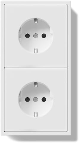 BSEED Schuko Doppelsteckdose Unterputz, Wandsteckdose 16Amp mit PC Rahmen, Zweifach Steckdose mit Krallen, 2 Fach Weiß