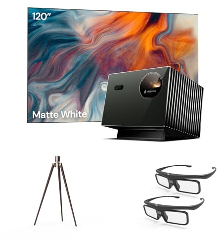 Valerion Home Theater Bundle - Includes Valerion Pro2 4k Projector + 120 Matte White Screen + Wall Mount Bracket + 3D Glasses