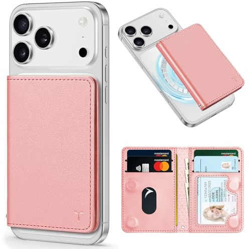 TUCCH Magnetic Wallet for Magsafe iPhone, 6 Card Holders, Rose Gold | Card Case with RFID Blocking, Clear ID Window, PU Leather, for iPhone 18 Pro/18 Pro Max, for iPhone 17/16/15/14/13/12 Series