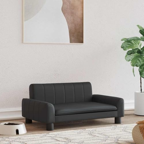 Teenpull Letto per cani nero, 70 x 45 x 30 cm, robusto divano in ecopelle per cani di piccola taglia, impermeabile, facile da pulire, comodo posto letto, durevole