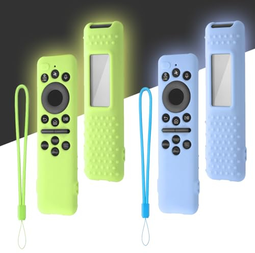 Funda Protectora de Silicona Compatible con Samsung BN59-01480A Solar Smart TV Mando Distancia 2025, AIYAAIYA Cubierta de Control para BN59-01432A BN59-01455A (Glow Blue + Glow Green)