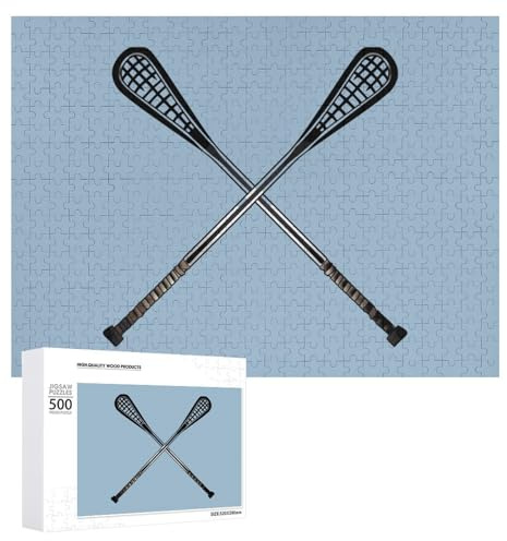 Lacrosse-klubbor korsade pussel för vuxna familjeaktiviteter spel heminredning pussel 500 st