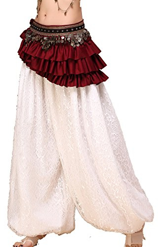 ZLTdream Women's Belly Dance Retro Tribal Hip Scarf with Copper Coins Satin