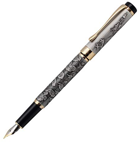 Zoohot altes Silber Jinhao Drachen-Füllfederhalter feine Spitze Ausführliche Füllfederhalter eingestellt, vintage stiftensammlung, geschäftsgeschenkstift, Tintennachfüllkonverter