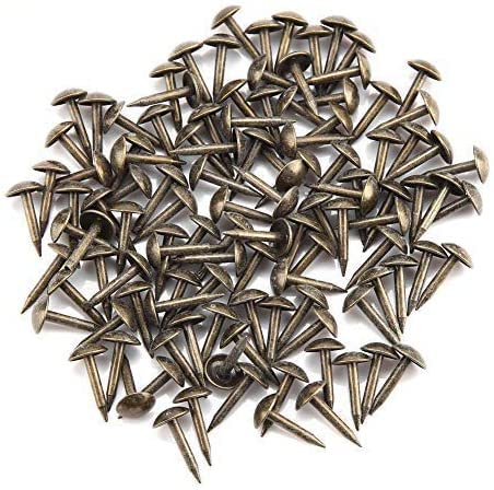 FTVOGUE 100 unids Cabeza Redonda cúpula tapicería Clavos Tachuelas Espesar Grapas de Hierro Clavos Sujetadores para Muebles Tambor Puerta de Madera Muebles para el hogar(6 * 12MM)