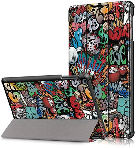 Xuanbeier Ultra Dünn Hülle Kompatibel mit Samsung Galaxy Tab A 10.1 2019 SM-T510/T515 Schutzhülle mit Ständer Funktion,Graffiti