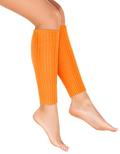 Balinco Strick-Stulpen für Damen & Mädchen – Beinstulpen aus Polyacryl & Elasthan – Beinwärmer für Alltag, Karneval, Fasching (Orange)
