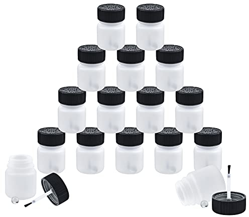 CRAFFANCY 16Pcs Paint Touch Up Bottles with Brush and Mixing Ball, Touch up Paint Applicator Bottle for Car, Model and Hobby Painting - 30 ml Liquid Capacity