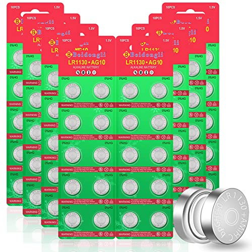 LR1130 Batterien Knopfzellen AG10 1131 189 1.5V Alkaline Batterie LR54 knopfzelle 80 Stück (LR1130-8-80)