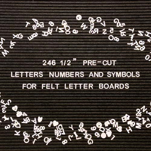 Felt Letter Board Letters Only - 246 1/2 PRE-CUT White Plastic Letters Numbers and Symbols For Changeable Message Board, Baby Announcement Sign, Menu Boards & Word Board Accessories