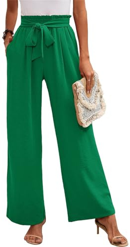 MorFansi Femme Pantalon Jambe Large Haute Taille Elastique Été Jogging Confortable Pantalons Fluide Décontracté Pants de Plage avec Poches
