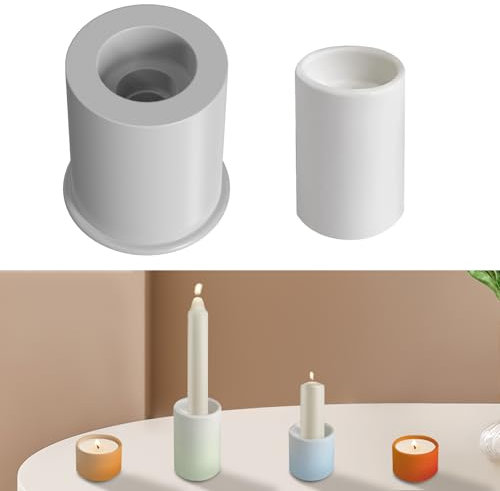 3in1 Silikonform Kerzenhalter, Gießform Kerzenhalter für 20 mm und 25 mm Stabkerzen sowie 38 mm Teelichter, zum Ausgießen mit Kreativ Beton, Art Resin Gießharz
