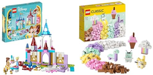 LEGO Disney Princess Kreative Schlösserbox, Spielzeug Schloss Spielset & Classic Pastell Kreativ-Bauset Bausteine-Box, Konstruktionsspielzeug