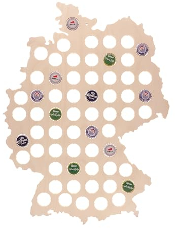 Bierkarte Deutschland | Kronkorkensammler | Bier Geschenk & Deko | Kronkorken | Holz | Deutschlandkarte | 36,5x49 cm Pohmer Design