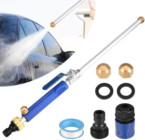 Nettoyeur haute pression portable Hydro Jet Deep - Embout de buse de tuyau haute pression avec 3 buses de jet pour tuyau d'arrosage, voiture, jardin