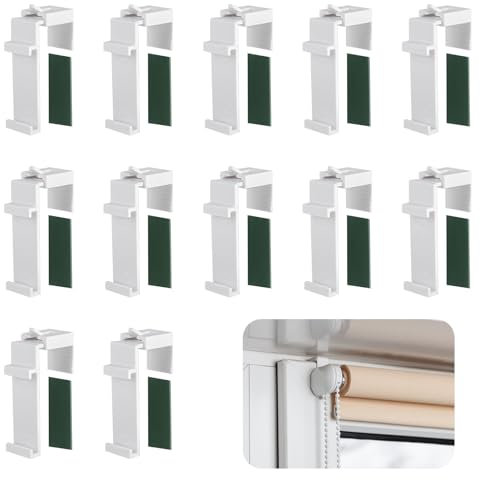 TIANCONGYUN 12 Rollo Halterung Fenster, Klemmträger für Doppelrollo, Duorollo Ohne Bohren zum Klemmen und Kleben, Rollo Halterung mit Kleberückseite für Double Roller Blind, Blackout Roller Blind