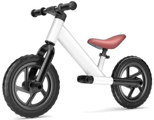 ZWOOS Laufrad ab 2 Jahre, Kinderfahrrad Ultraleichtes mit Sturzschutz, Laufrad 12 Zoll, Tragkraft Bis 25 kg, Sattel Höhenverstellbar, Ergonomischer Sitz, für Jungen Mädchen, Weiß(Weiß)