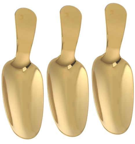 Veemoon 3-teiliges Set Goldene Löffel - Mini Mehlschaufel Eisschaufel Und Gewürzschaufel Aus Edelstahl Für Desserts Süßigkeiten Und Gewürze Perfekt Für Ihre Candy Bar Küche