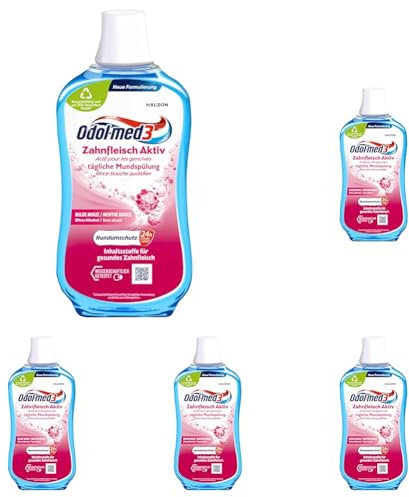 Odol-med3 Mundspülung Zahnfleisch Aktiv, alkoholfreie Mundspülung, 500ml (Packung mit 5)