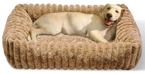 EASY SPEED Cama para Perros, Sofá Perro Ortopédica, Cama Perro Desenfundable y Lavable, Antideslizante Antiansiedad, Impermeable, Suave, para Perros y Gatos, 60x50cm, Marron