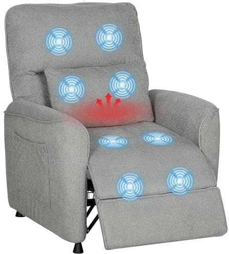 HOMCOM Poltrona Relax Elettrica Massaggiante e Riscaldante, Silenziosa, Poltrona Reclinabile 150° in Ciniglia con Cuscino, Funzione Memory, 2 Telecomandi, Poggiapiedi, Soggiorno Ufficio, Grigio Scuro