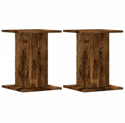 Lot de 2 Support d'enceinte, Support de Haut-Parleur Pieds d'enceinte Supports pour Enceinte 2 pcs chêne fumé Bois d'ingénierie
