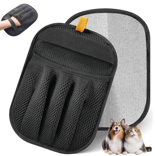 Lot de 2 Gant Poils Animaux Double Face Réutilisable,Épilateur électrostatique épais pour poils d'animaux,Nettoyage Électrostatique Canapé, Tapis, Voiture et Vêtements,pour petits et grands chiens
