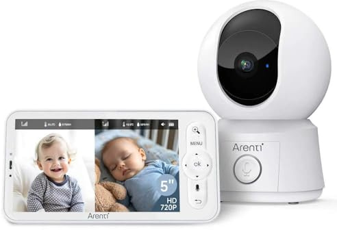ARENTI AINanny B2 Kit Full HD-videobabymonitor med 12,7 cm (5 tum) LCD-skärm, kamera, sväng- och lutningsfunktion med bilspårning
