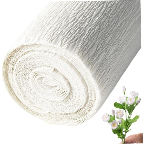 1 rulle Crepe-papper, 248 x 50 cm förtjockad vit crepe-pappersrulle slitstark och lätt att forma ark för blommor, festdekorationer, hantverk med mera