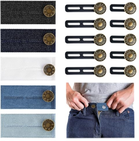 15 st. byxförlängning Dam Herr med tre stilar, justerbar byxknappräckeförlängning, knappförlängning för byxbyxor, jeans, byxor, graviditet, för att göra byxkanten snävare klipp (15 st.)