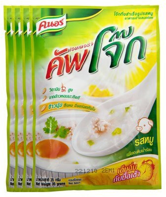 Congee Pork Knorr Cup Joke Organic Thai Jasmine Rice Hot Cereal Vitamin B 1 Breakfast Foods Porridge Instant - 18-ounce for 4Packs