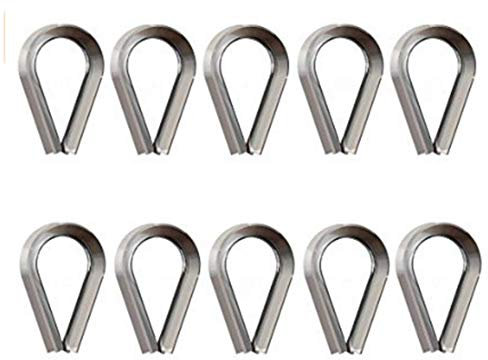 VEDA® 10 x boquillas 3 mm – 12 mm Cable de Alambre de Acero Inoxidable V4A guardacabos Cuerda Cuerda con Ojal, M6