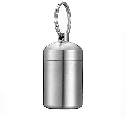 SuperglockT Edelstahl Pillendose Schlüsselanhänger wasserdichte Multifunktionell AufbewahrungsBox Geldscheine Münzen Dose Kapsel Tablettendose Silber Farbe (1 Stück)