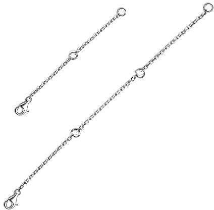 AOBOCO 925 Sterling Silver 1.5mm Necklace Extenders Chain Bracelet Anklet Extension Set with Gift Box Dainty Durable Strong Removable (Set 2''&4'' silver lobster claw clasps 1.5mm)